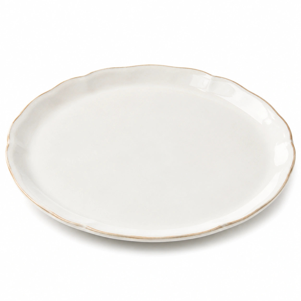 Plat ovale 30 cm en céramique blanc crème à bord ondulé pour service de table