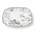 Plat de service carré 30×30 cm en porcelaine blanc et noir à motif floral