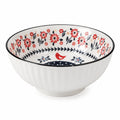 Bol 15 cm 700 ml en céramique blanc rouge bleu à motif floral pour repas