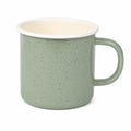 Mug 350 ml 9 cm en acier émaillé vert moucheté style vintage