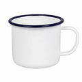 Mug émaillé 350 ml en acier blanc et bleu marine style classique