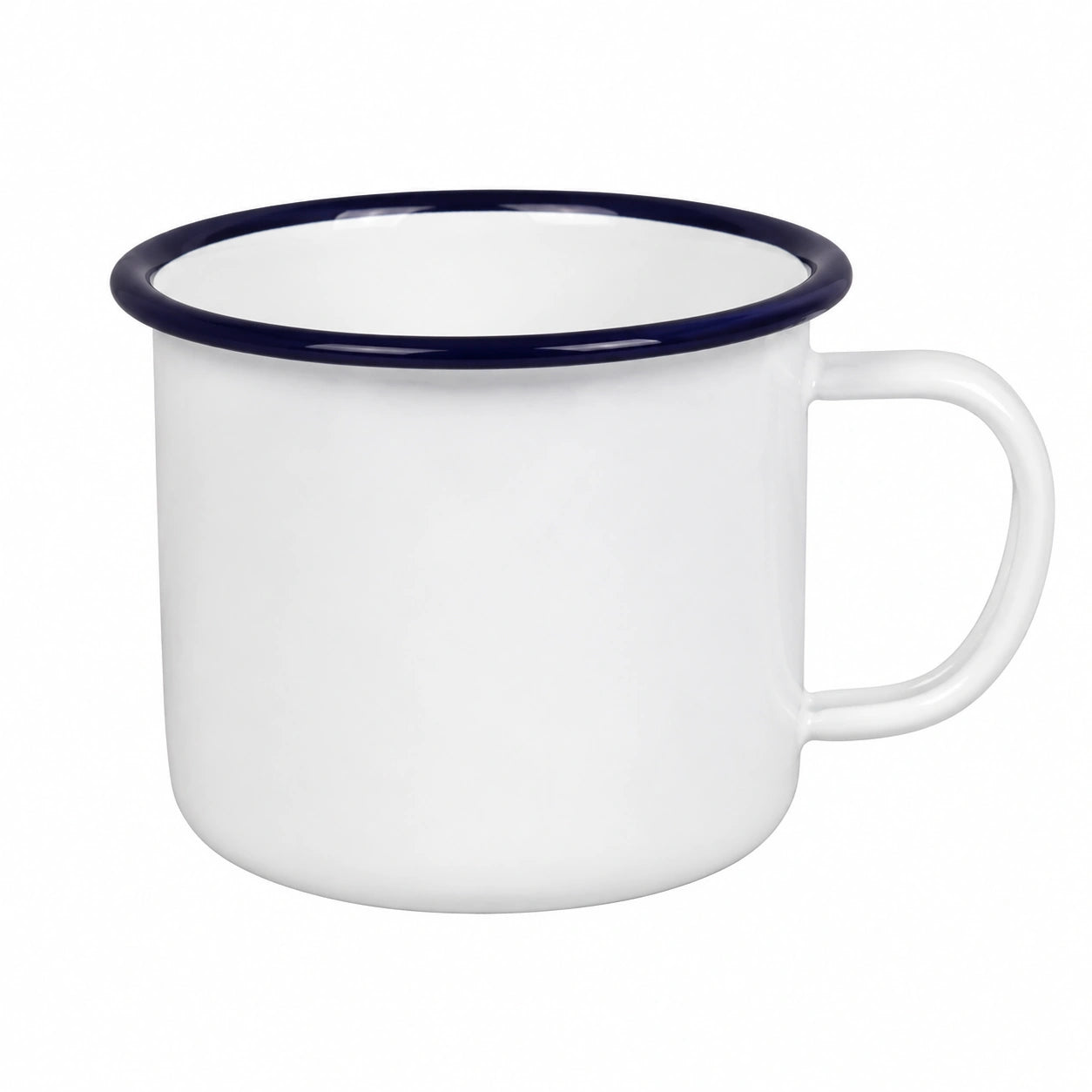 Mug émaillé 350 ml en acier blanc et bleu marine style classique