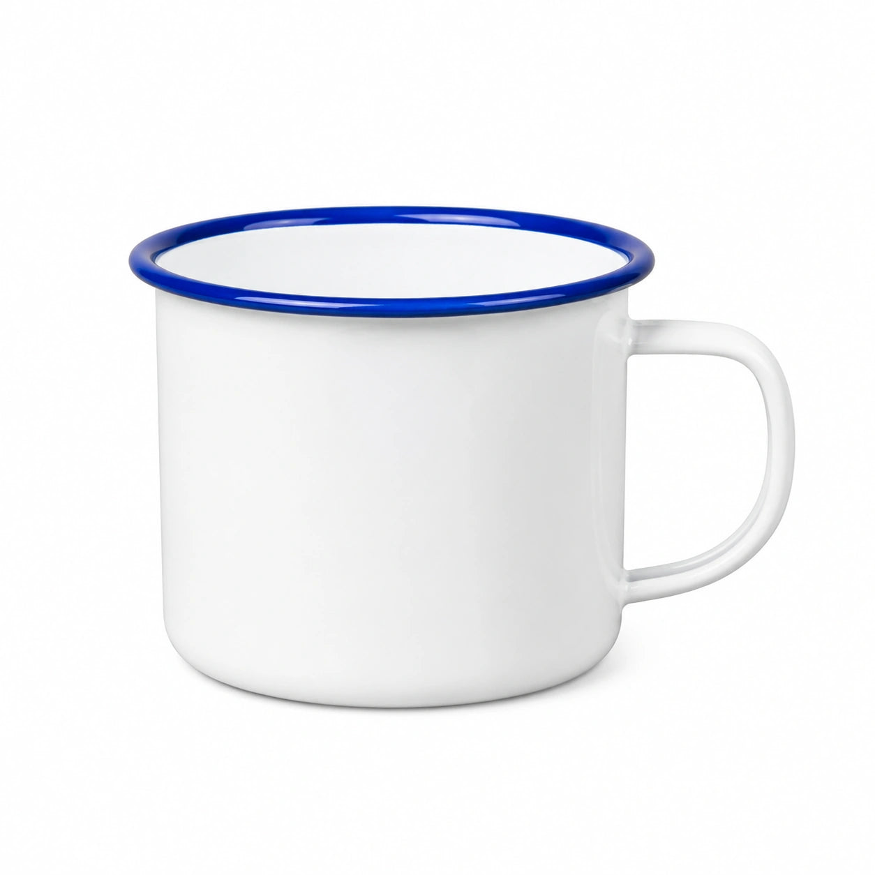 Tasse émaillée 350 ml en acier blanc et bleu style classique