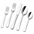 Ménagère 5 pièces 14-23 cm en acier inoxydable argenté finition miroir pour table