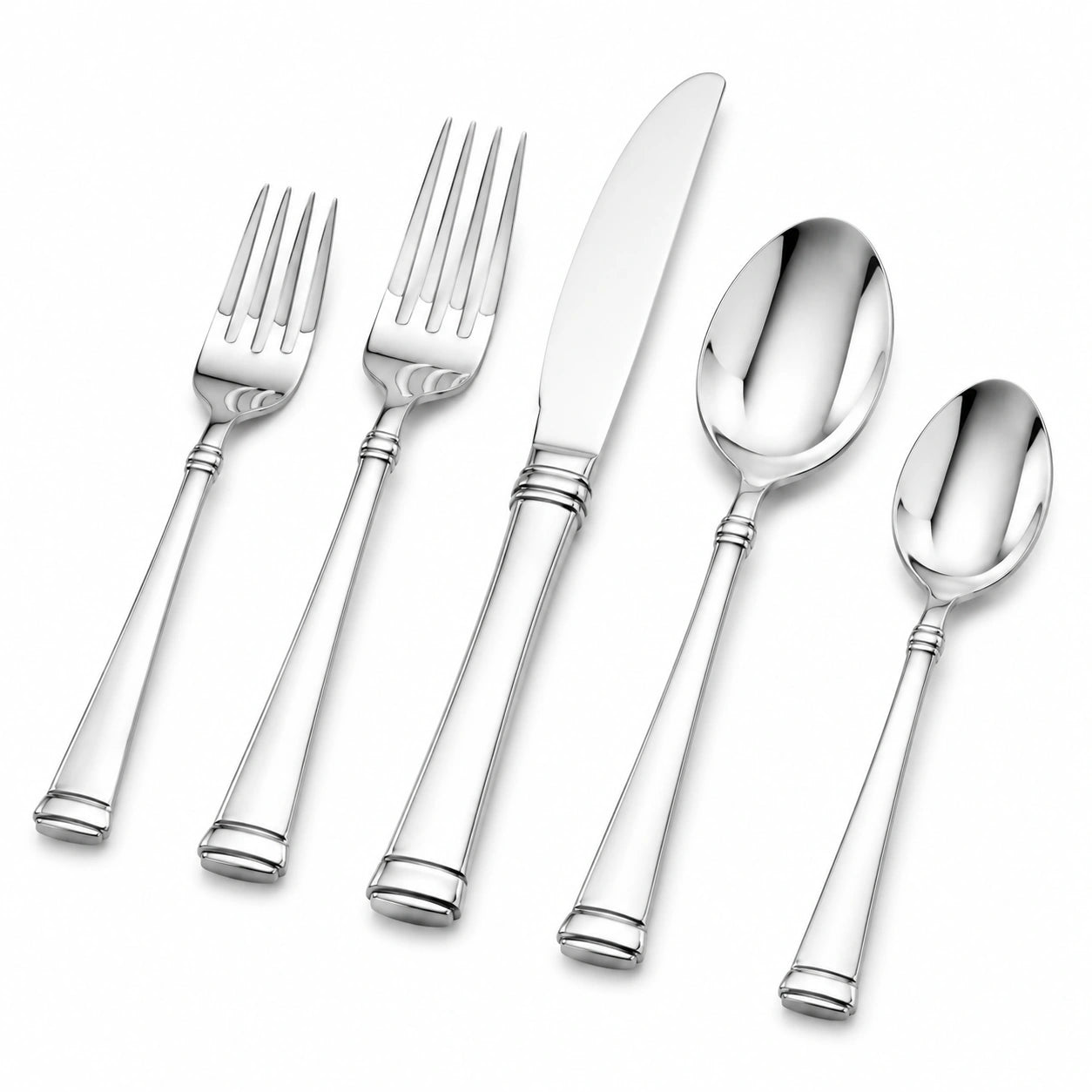 Ménagère 5 pièces en acier inoxydable argenté finition polie pour table