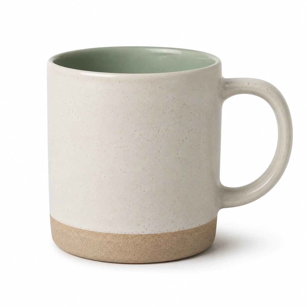 Mug 350 ml en céramique blanc vert sauge avec anse style naturel