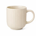 Mug 350 ml en céramique beige pour boissons chaudes style strié