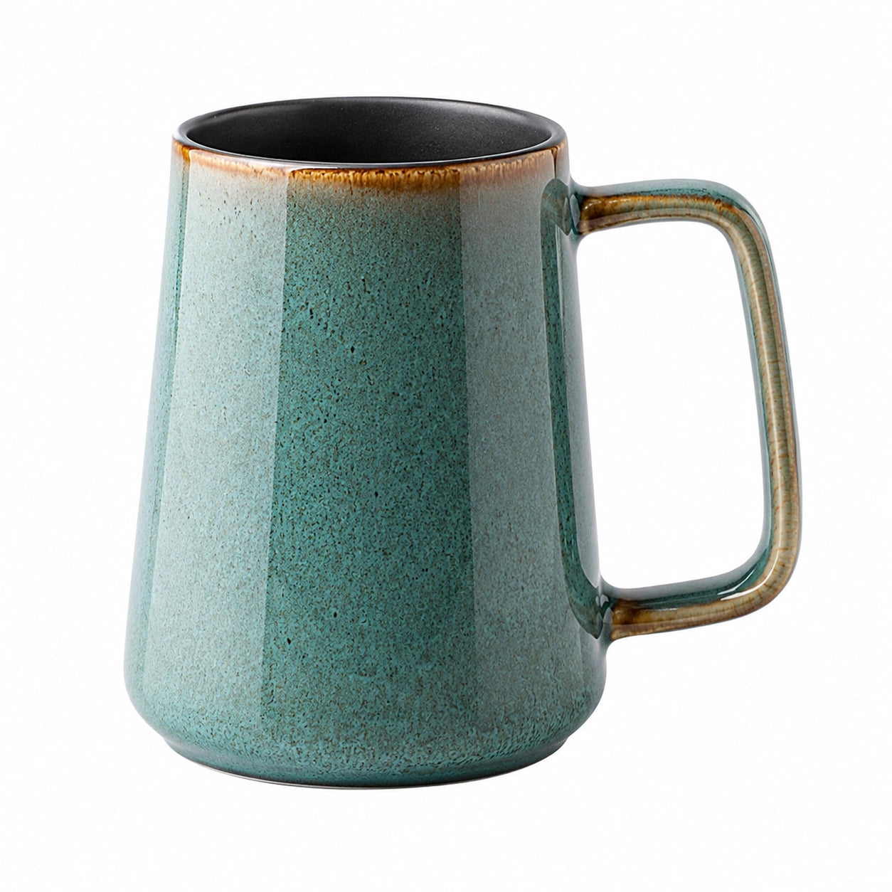 Mug 450 ml en céramique vert style artisanal avec anse