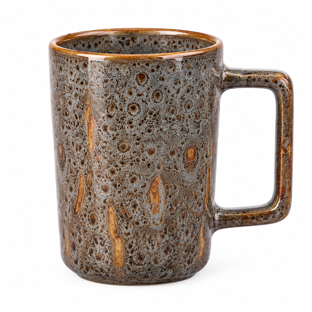 Mug en céramique 400 ml marron moucheté pour boissons chaudes style rustique