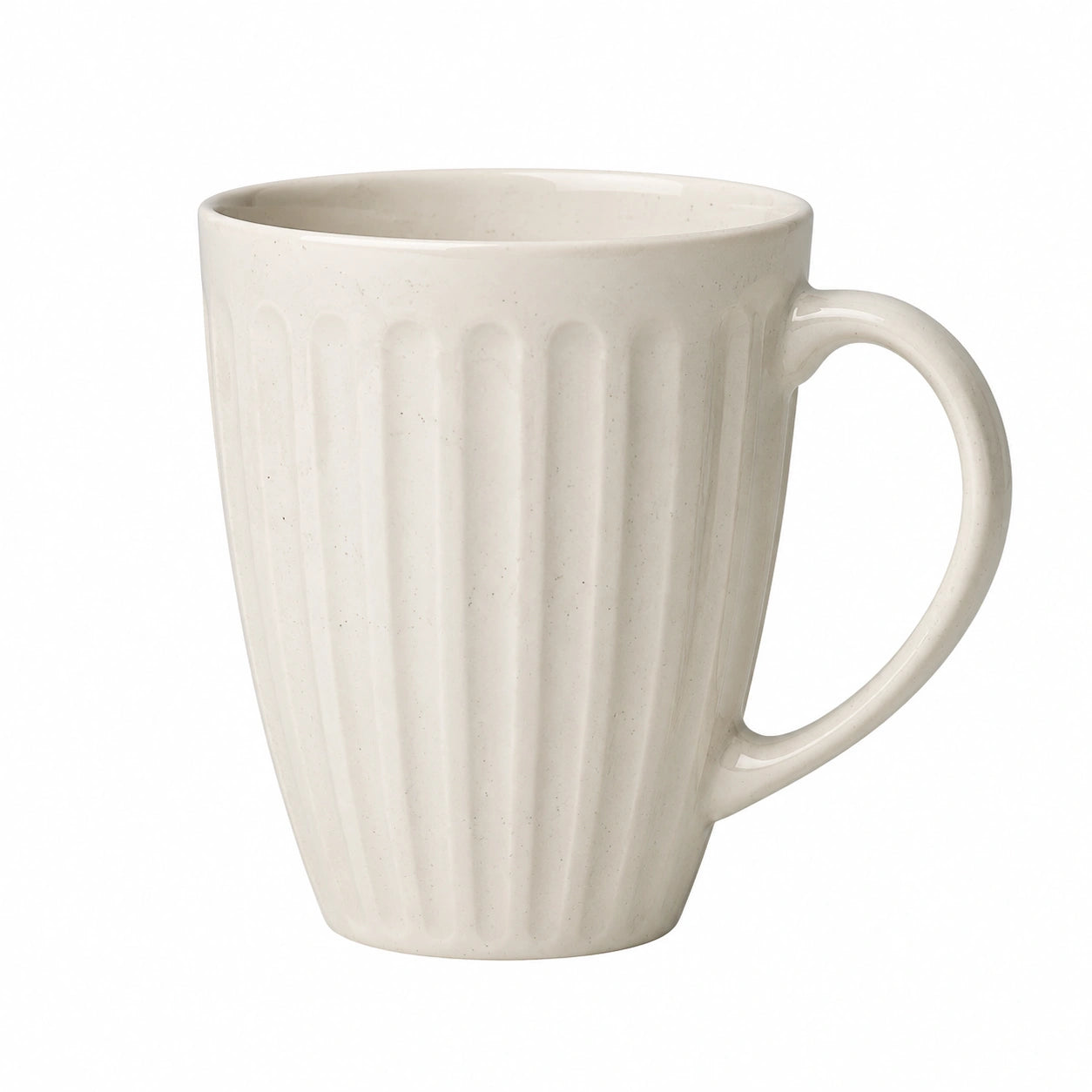 Mug 400 ml en céramique beige à relief vertical avec anse