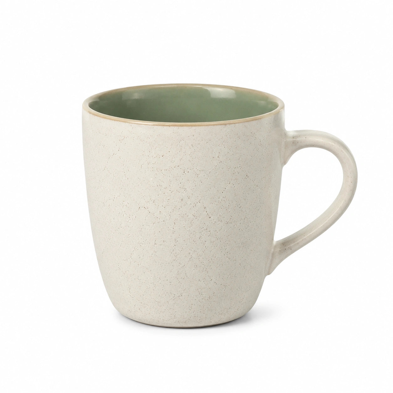 Mug en céramique 400 ml beige vert avec anse style moucheté