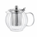 Théière 1200 ml en verre transparent avec filtre en acier inoxydable pour infusion
