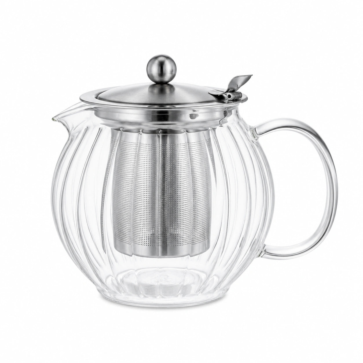 Théière 1200 ml en verre transparent avec filtre en acier inoxydable pour infusion